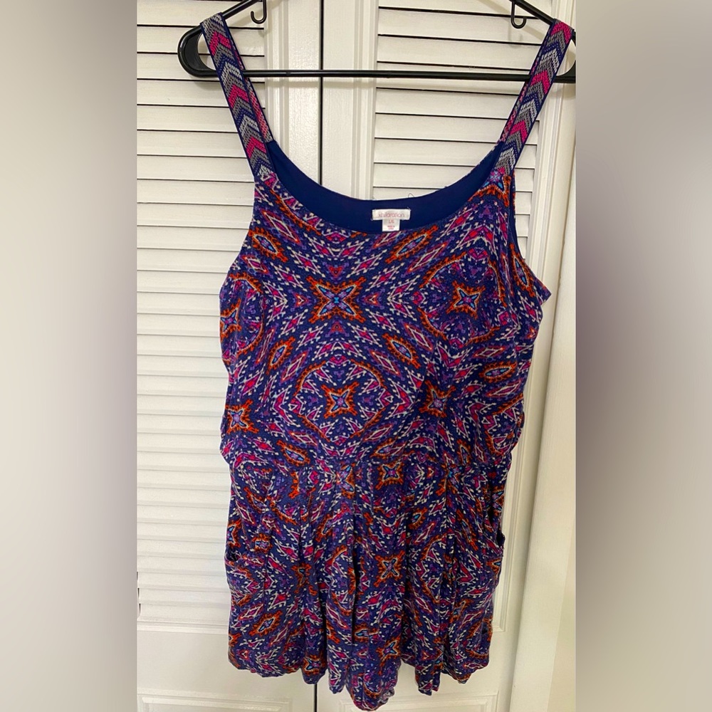 Xhilaration-Women’s Sleeveless Colorful Printed Romper-LARGE